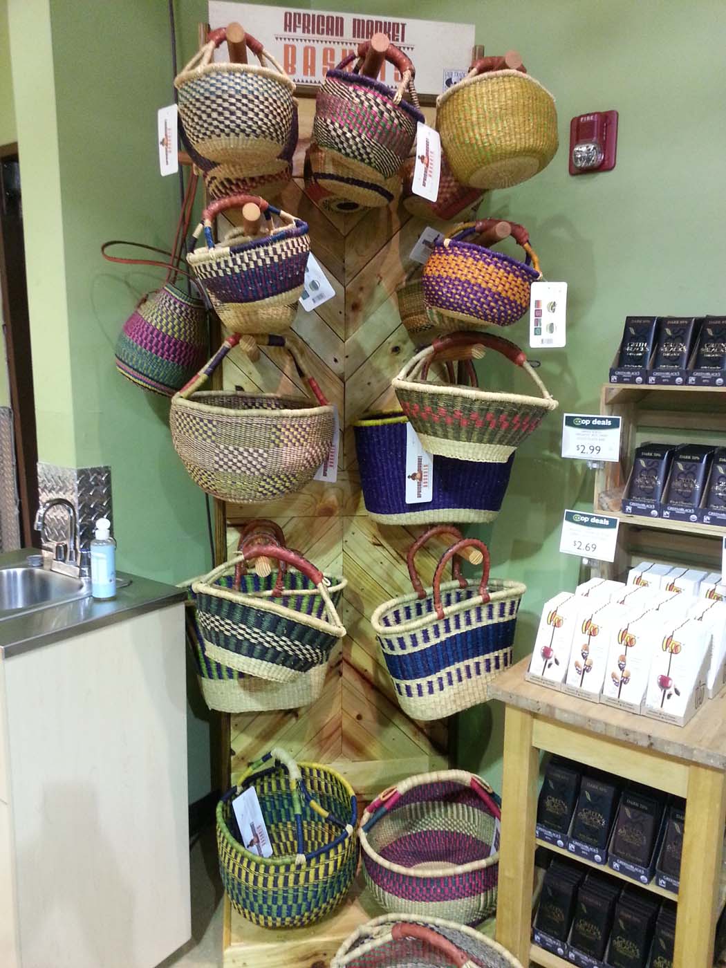 Bolga baskets grab your attention even when tucked into corners