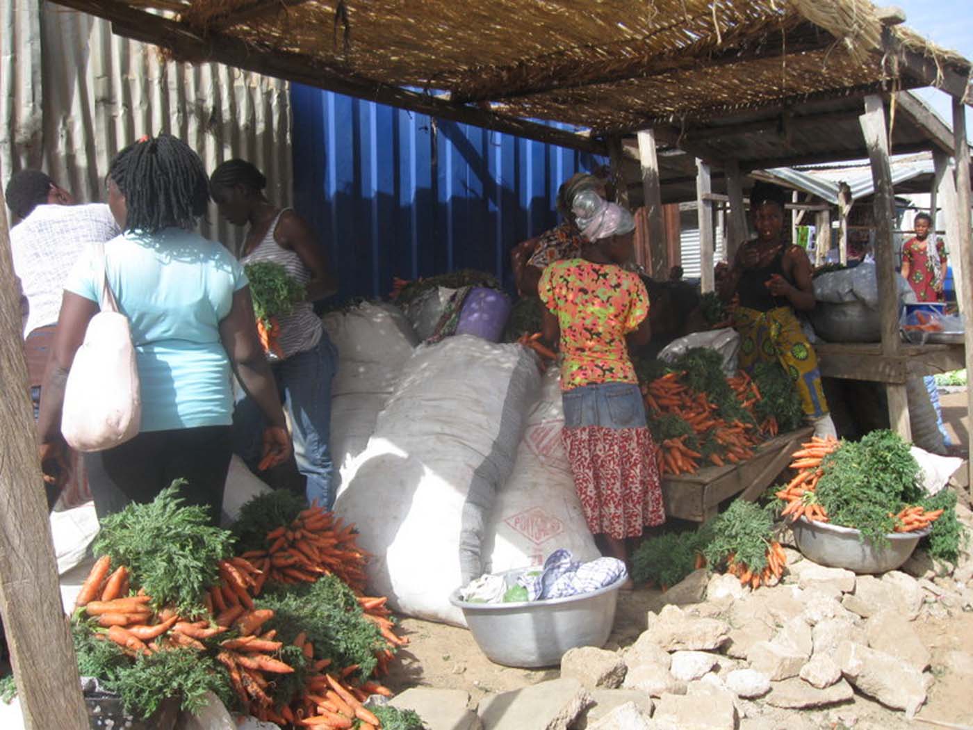 Women selling carrots and other wares