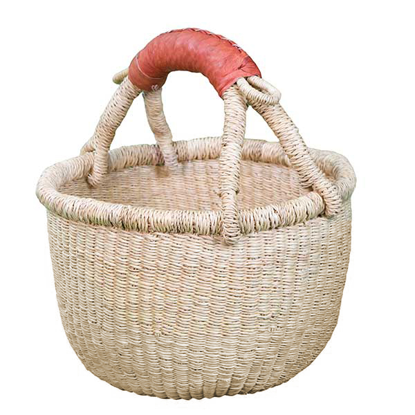 G-150N-2 Basket with leather handle from Africa