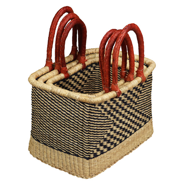 G-145N+: NAVY/NATURAL Set of 3 Rectangle Baskets