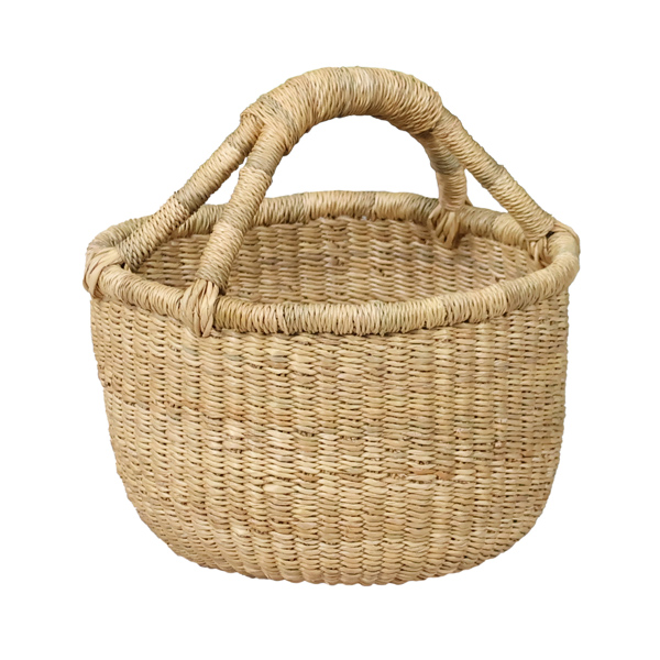 G-149N: NATURAL (NO LEATHER) Mini Round Basket
